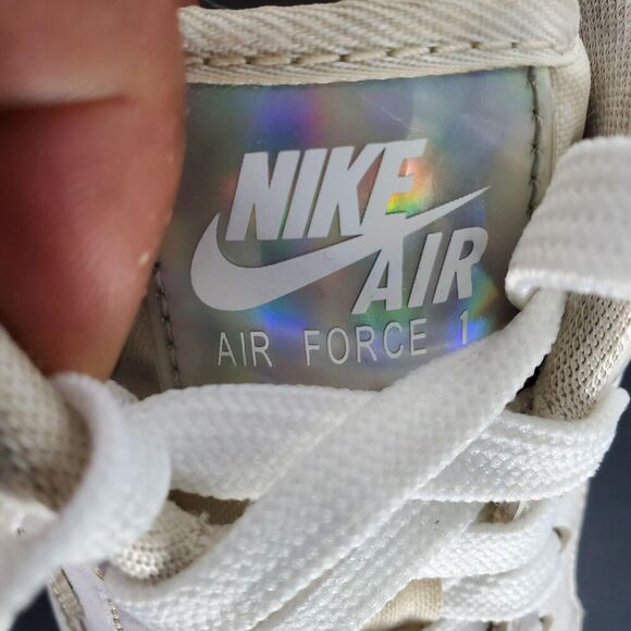 Nike Air Force 1 Low Shoes Womens Size 10 White Iridescent Swoosh CI1646-100 - Picture 3 of 10